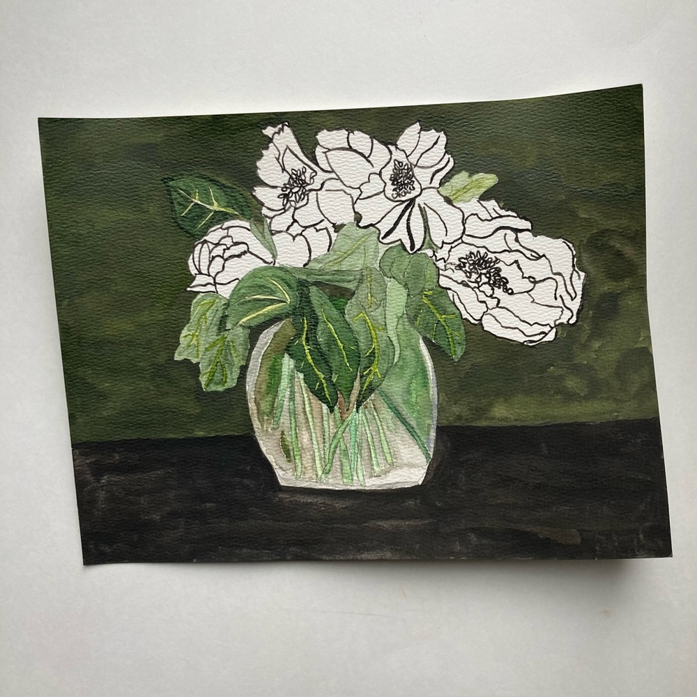 Floral Painting with White Flowers
